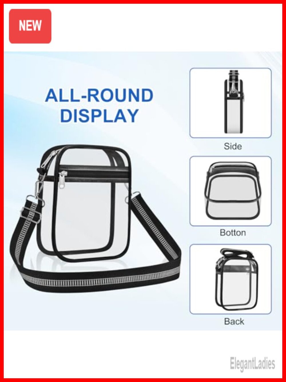 Clear Stadium Approved Crossbody Purse Women Adjustable Strap - Picture 5 of 6